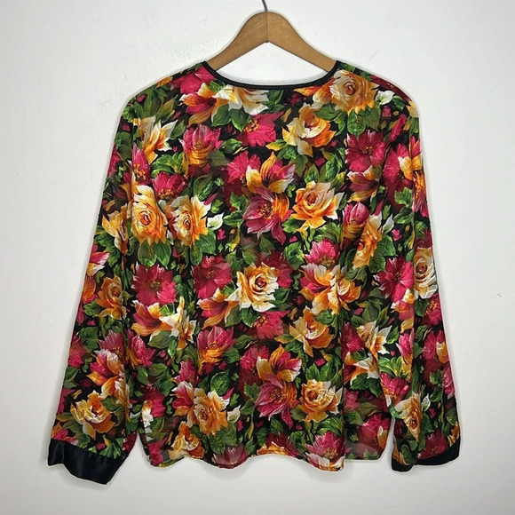 Gold Label Victoria’s Secret Vintage 90s Semi Sheer Floral Print Lounge Shirt - Picture 8 of 11